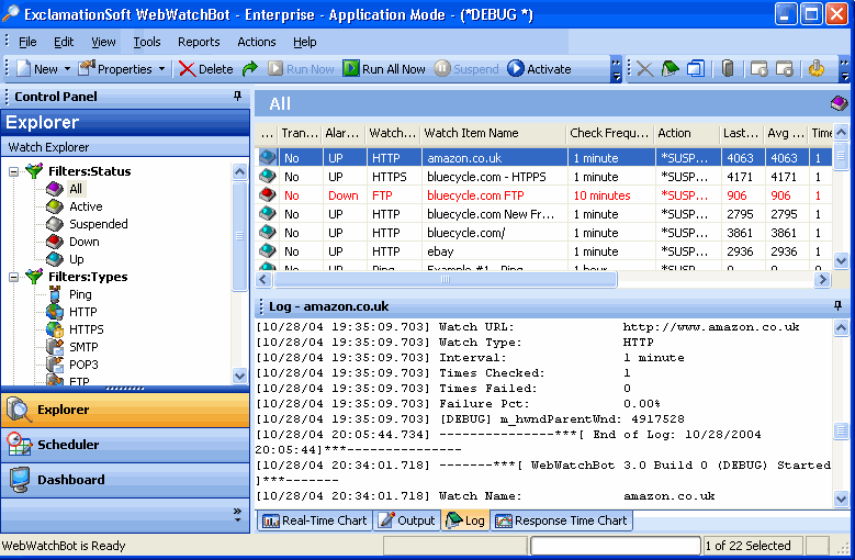 WebWatchBot Website Monitoring Software Screenshot